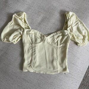 Aritzia Wilfred Yellow Puff Sleeve Blouse